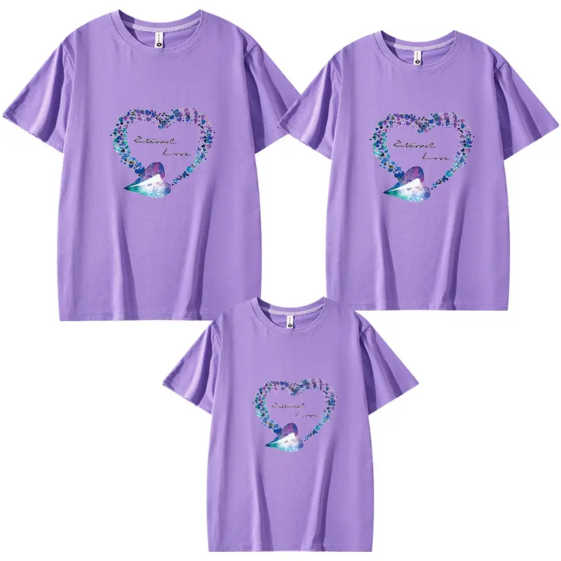 Family of Three Orange Heart Printed T-Shirts for Kids - Image 11
