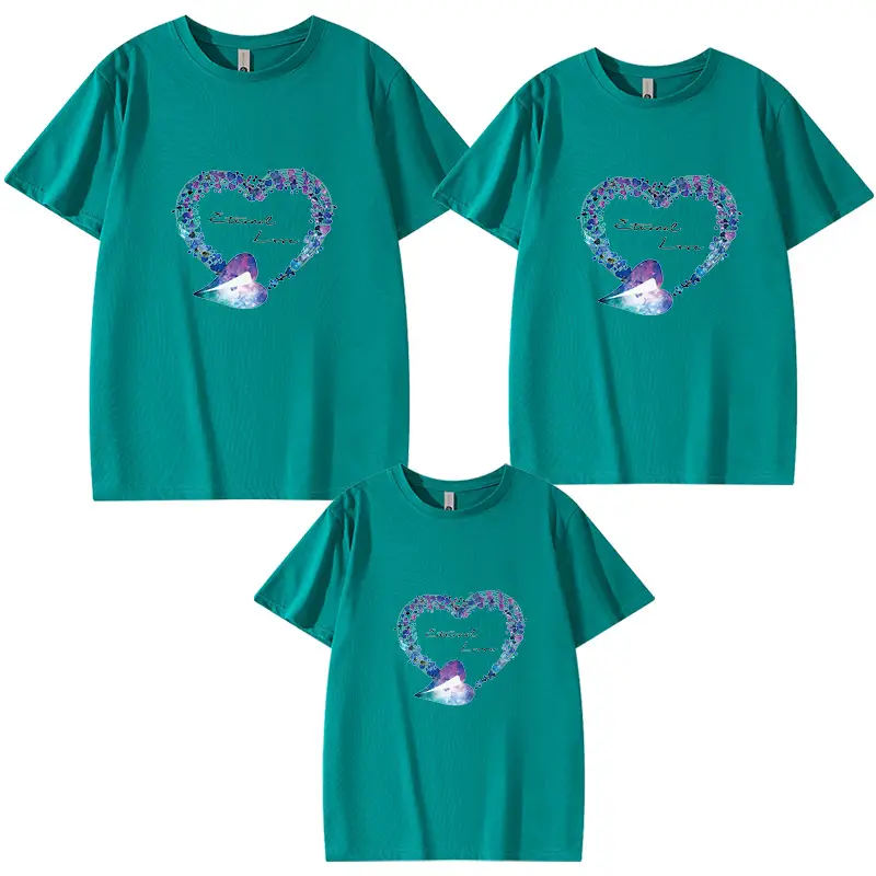 Family of Three Orange Heart Printed T-Shirts for Kids - Image 13