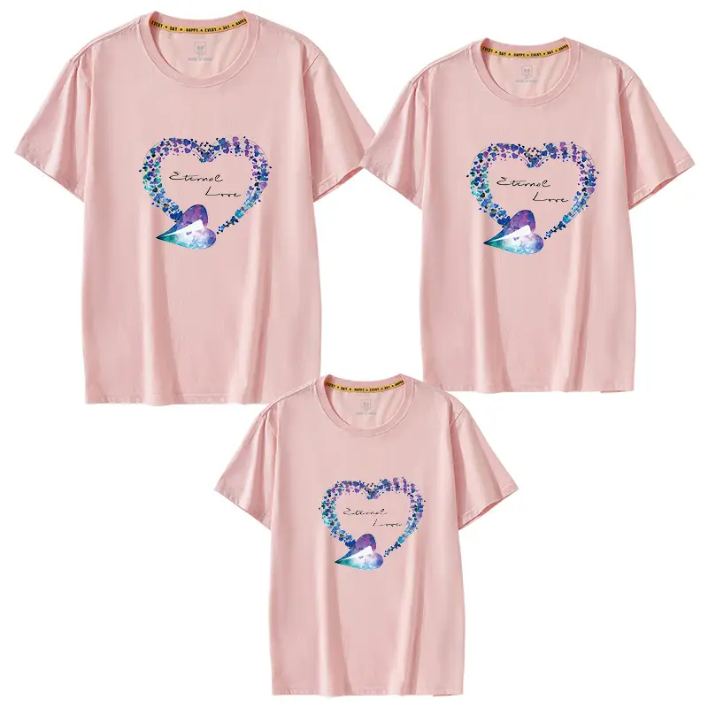 Family of Three Orange Heart Printed T-Shirts for Kids - Image 3
