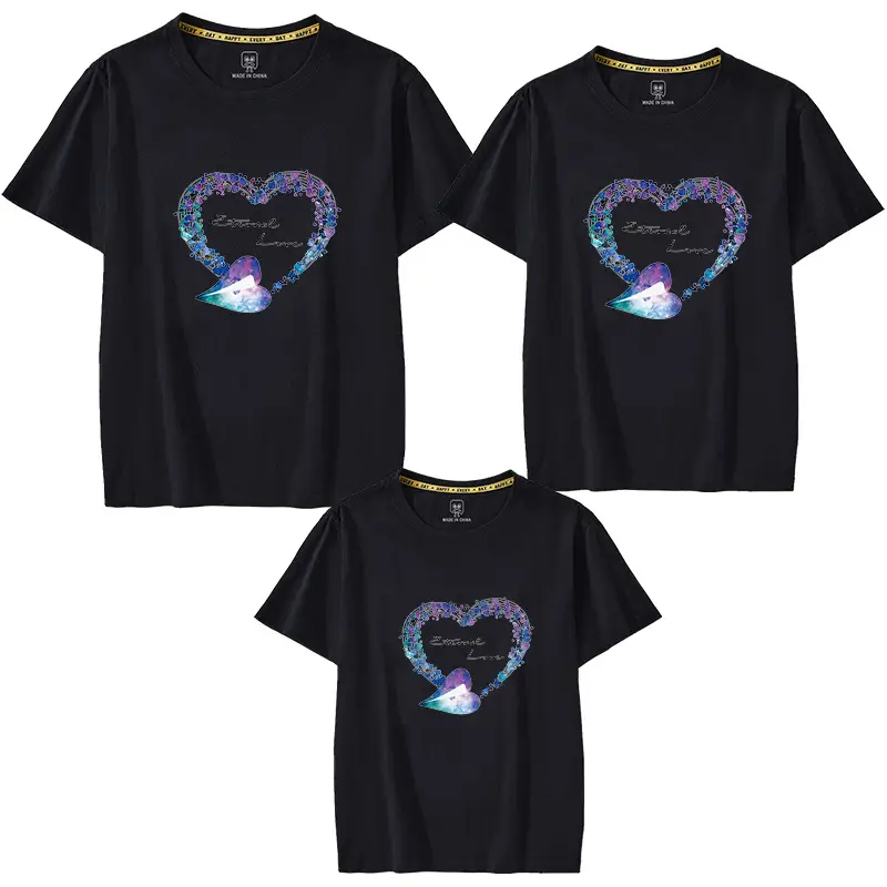 Family of Three Orange Heart Printed T-Shirts for Kids - Image 4