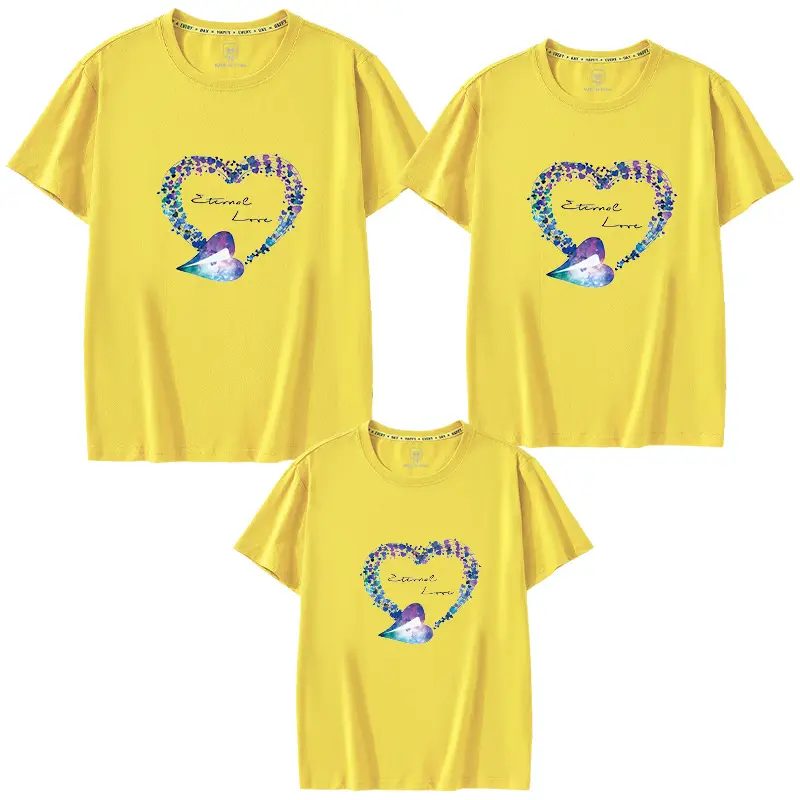 Family of Three Orange Heart Printed T-Shirts for Kids - Image 7