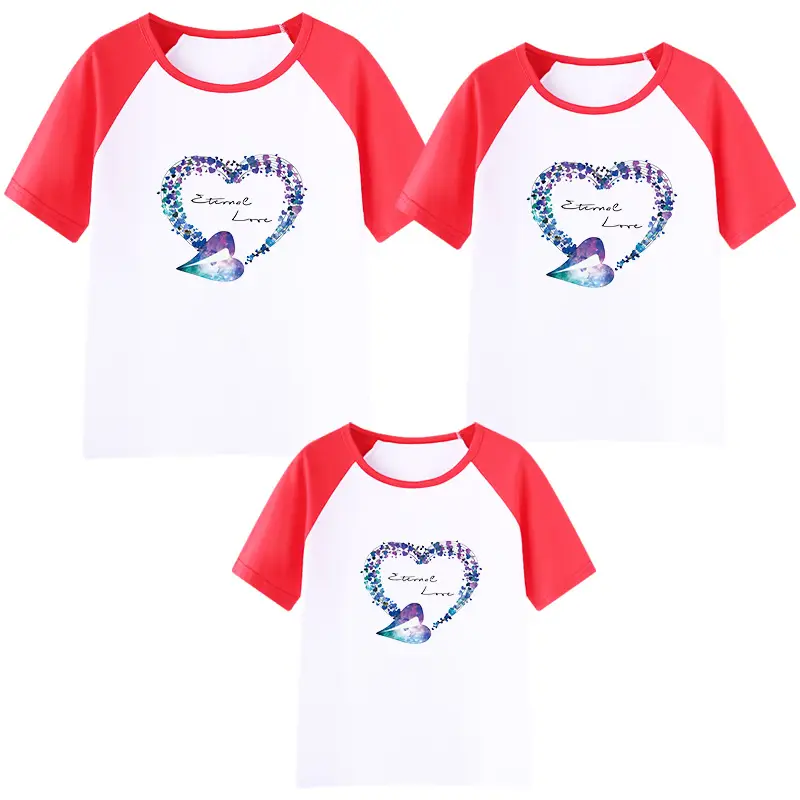 Family of Three Orange Heart Printed T-Shirts for Kids - Image 9