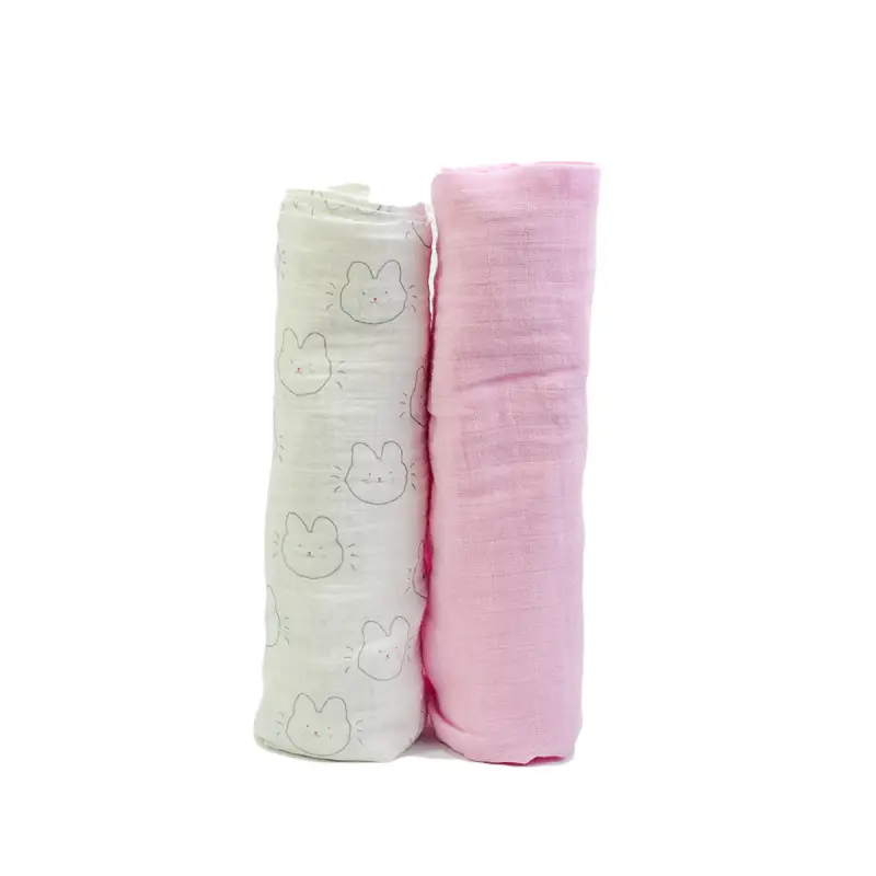 Baby Muslin Swaddle Blanket 2-Pack Skin-Friendly Cotton