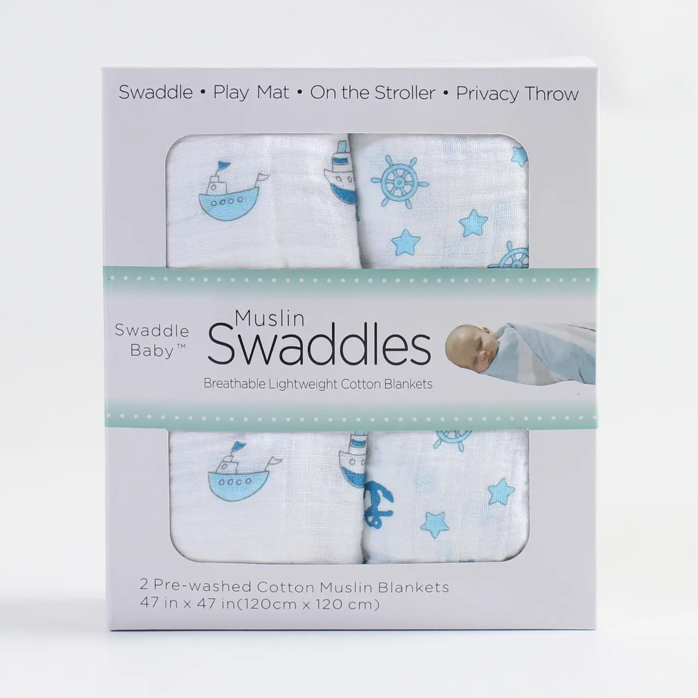 Baby Muslin Swaddle Blanket 2-Pack Skin-Friendly Cotton