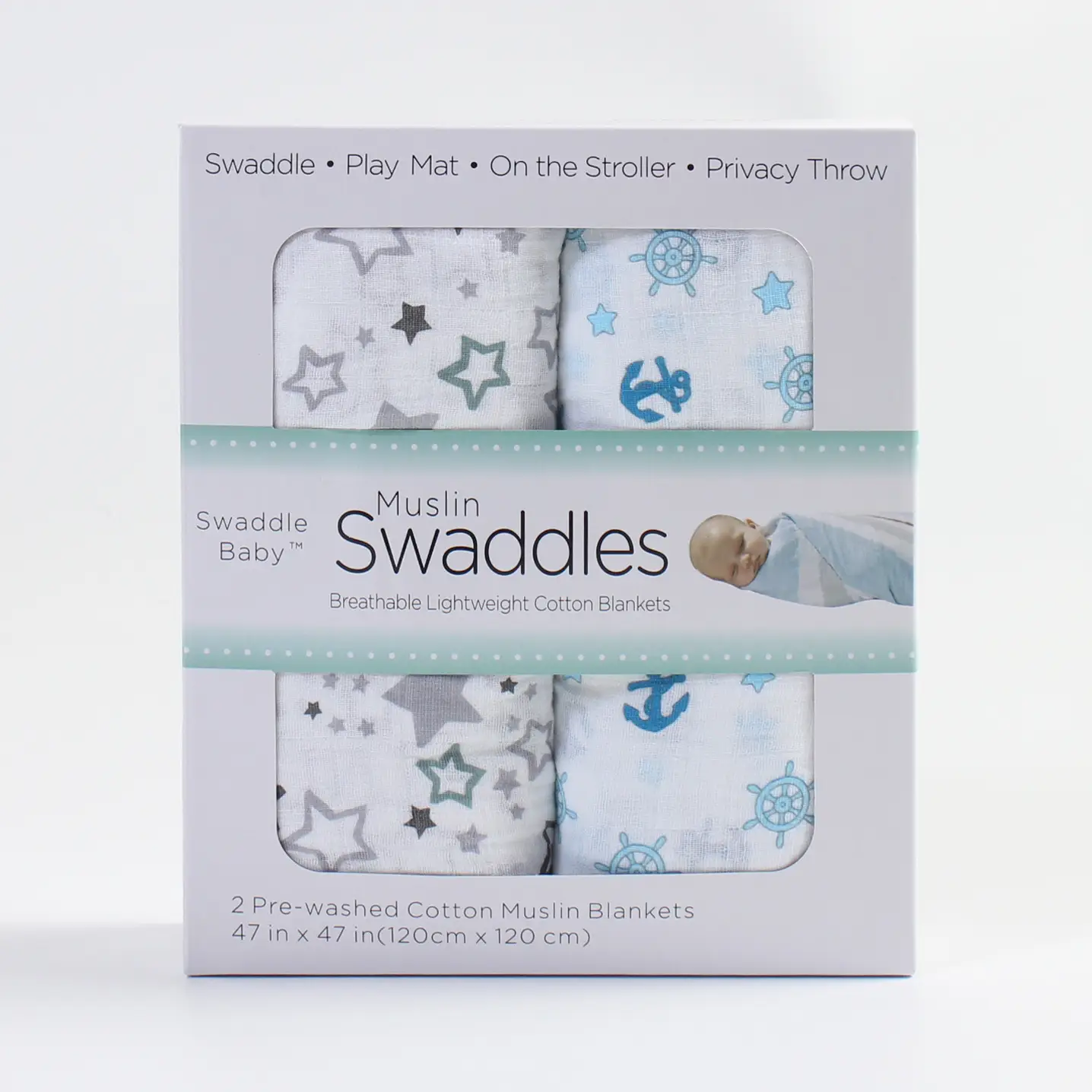 Baby Muslin Swaddle Blanket 2-Pack Skin-Friendly Cotton