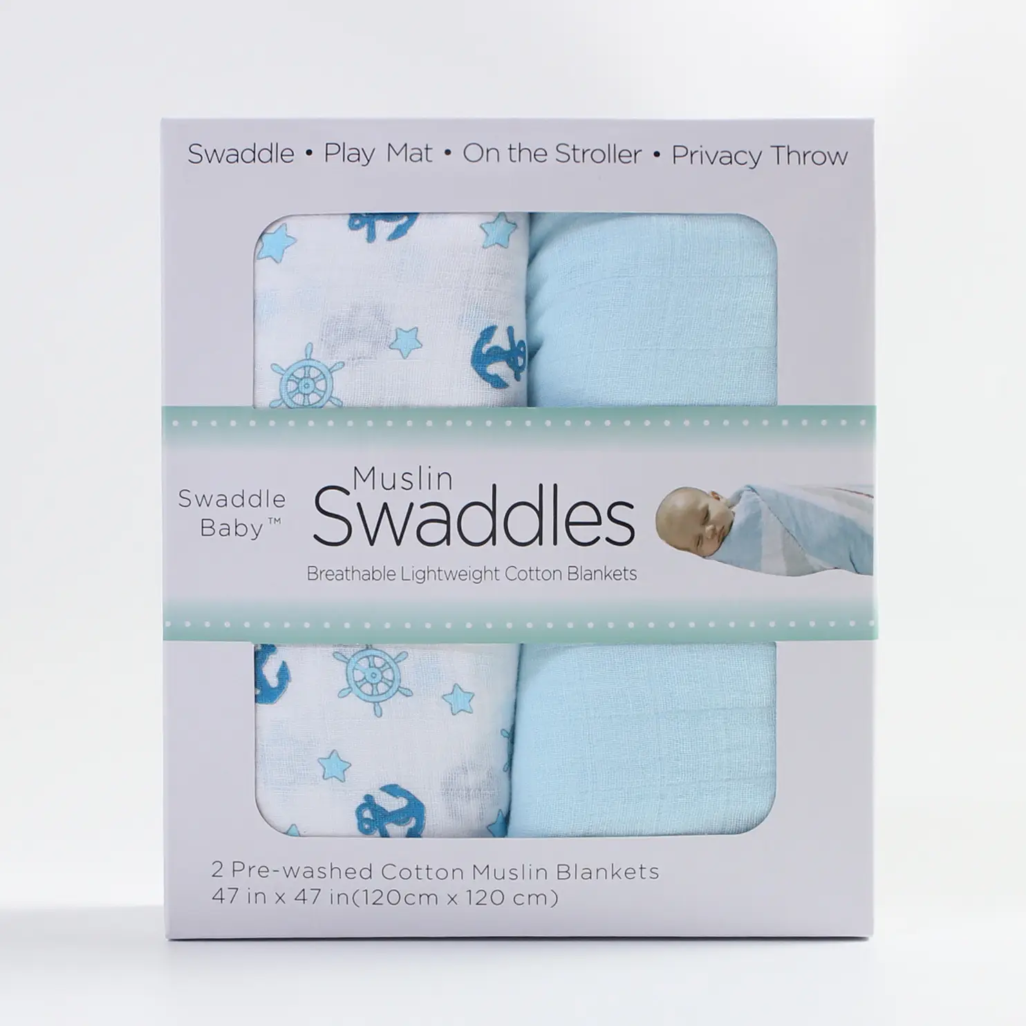 Baby Muslin Swaddle Blanket 2-Pack Skin-Friendly Cotton