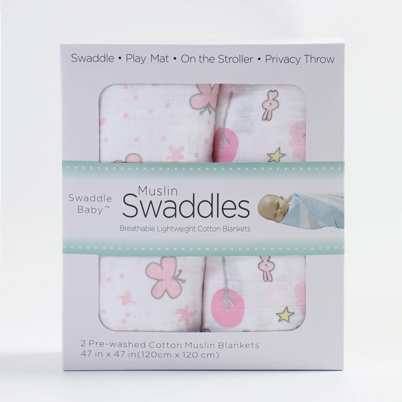 Baby Muslin Swaddle Blanket 2-Pack Skin-Friendly Cotton
