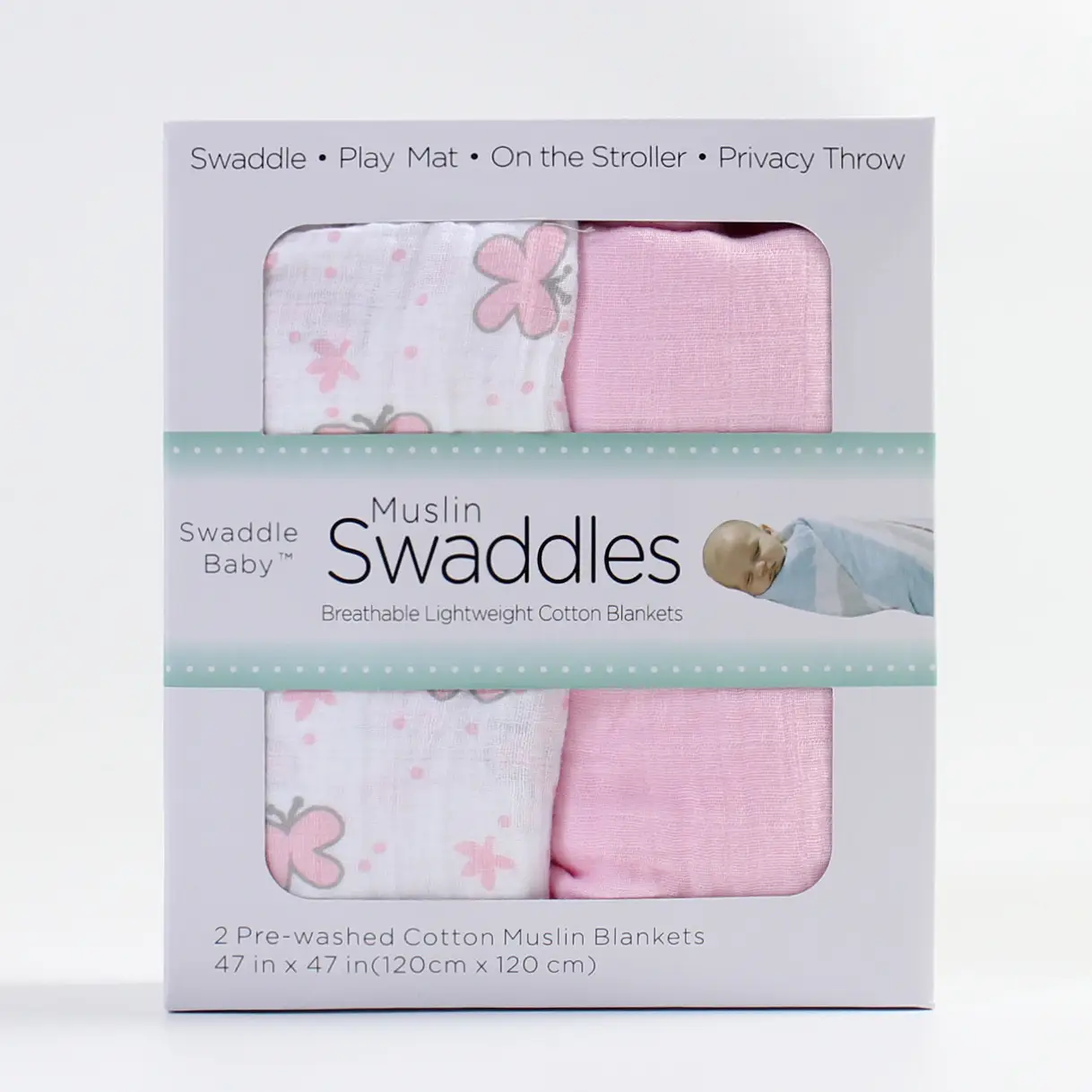 Baby Muslin Swaddle Blanket 2-Pack Skin-Friendly Cotton