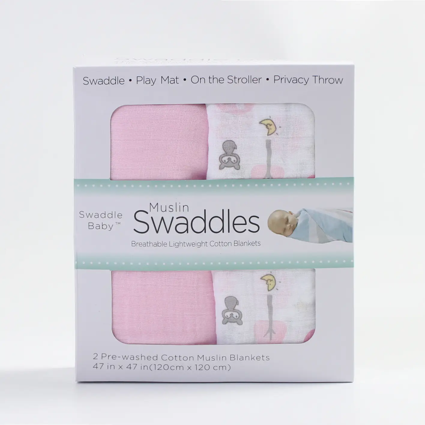 Baby Muslin Swaddle Blanket 2-Pack Skin-Friendly Cotton