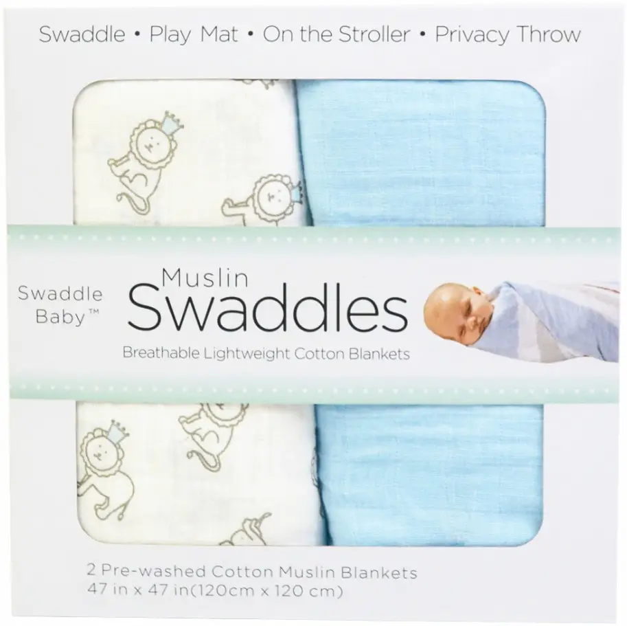 Baby Muslin Swaddle Blanket 2-Pack Skin-Friendly Cotton