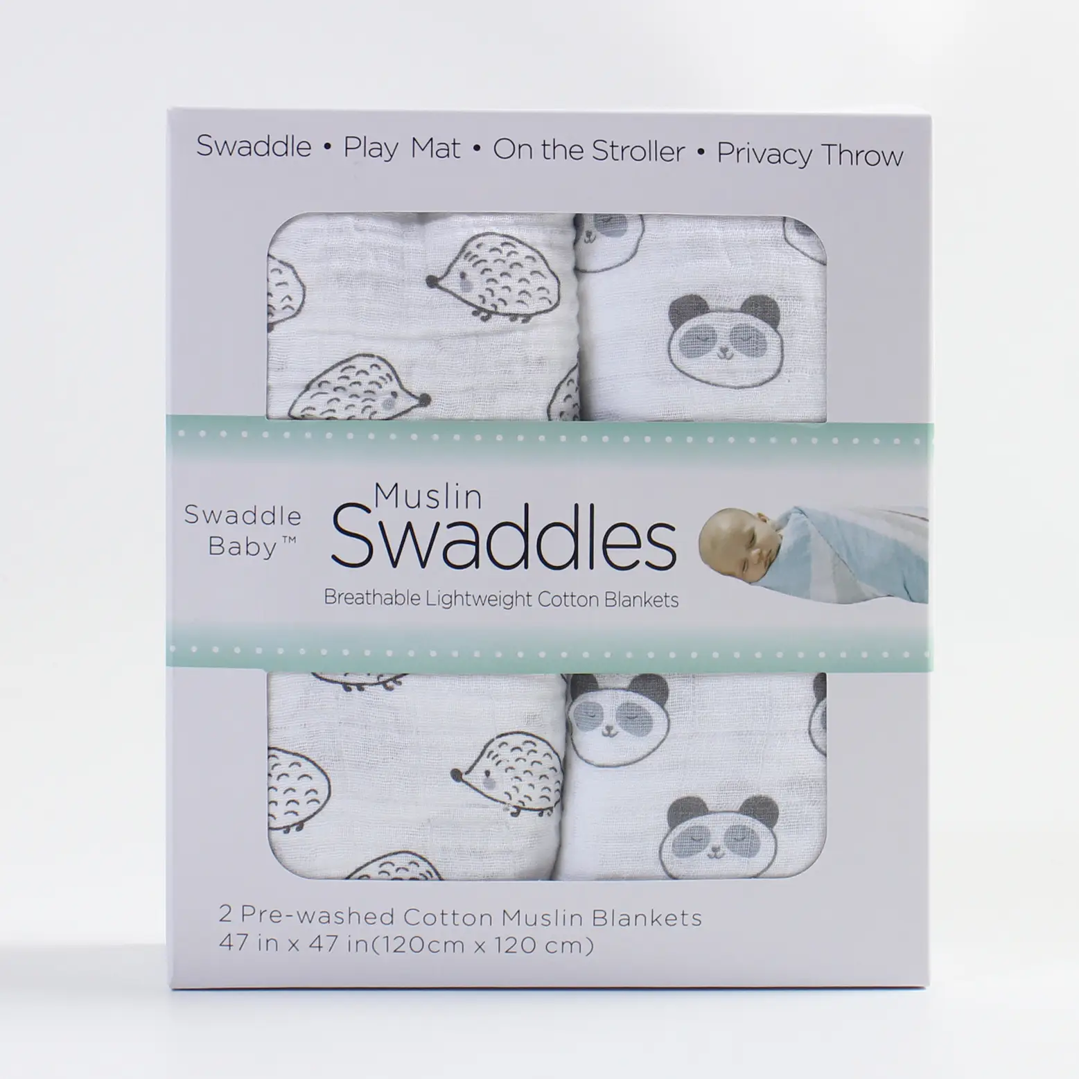 Baby Muslin Swaddle Blanket 2-Pack Skin-Friendly Cotton