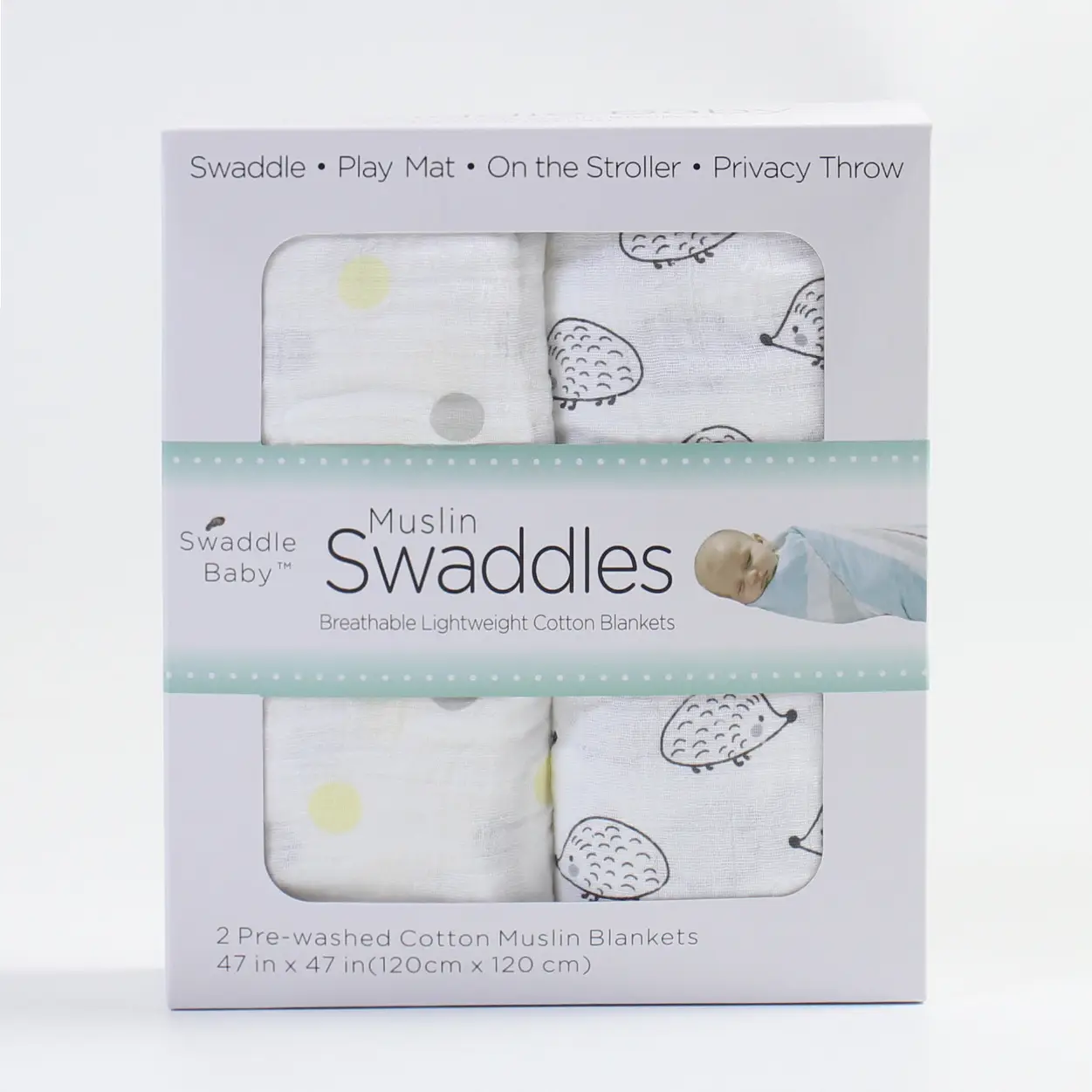 Baby Muslin Swaddle Blanket 2-Pack Skin-Friendly Cotton