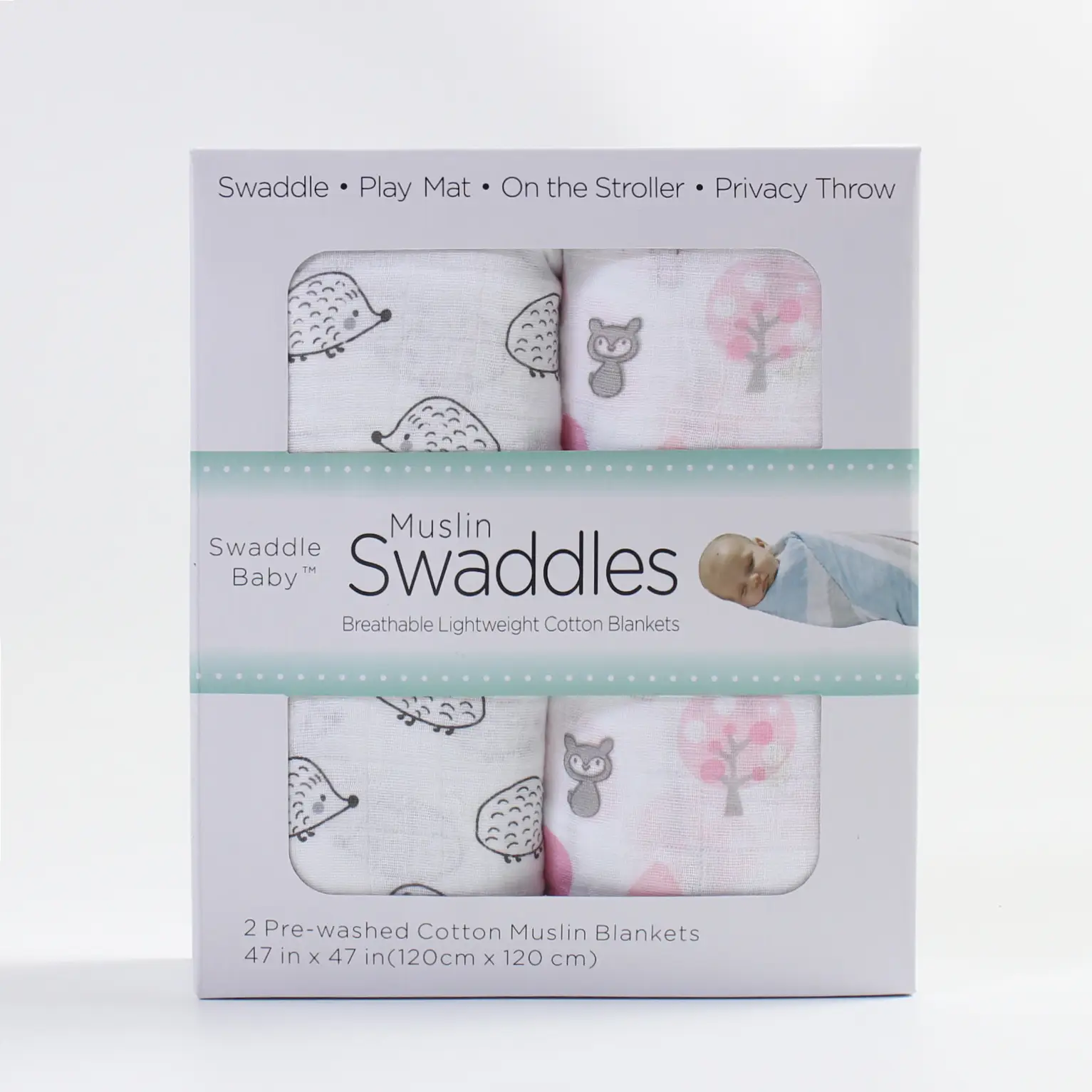 Baby Muslin Swaddle Blanket 2-Pack Skin-Friendly Cotton