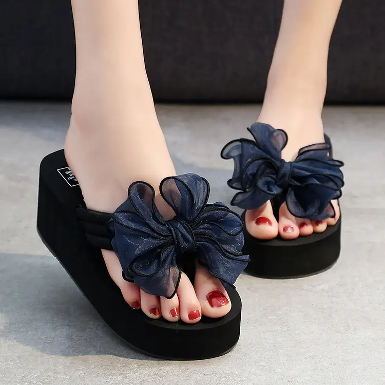Black Bow Wedge Sandals for Women Summer - Image 10
