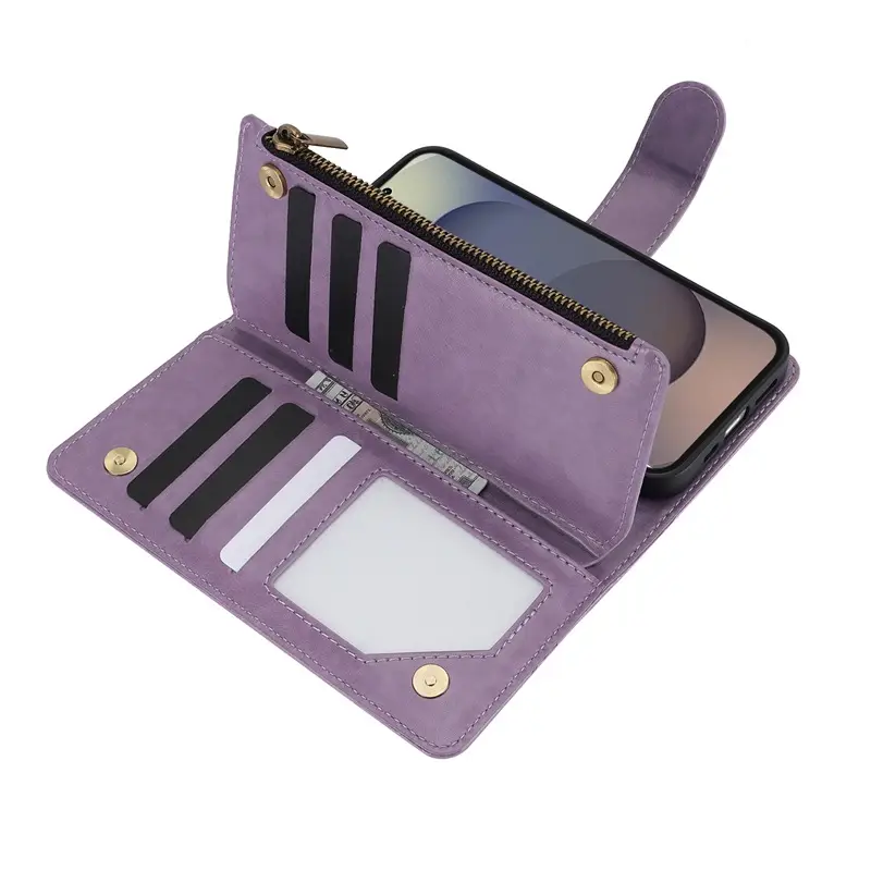 Blue Butterfly Zipper Mobile Phone Case with Wristlet - Image 11