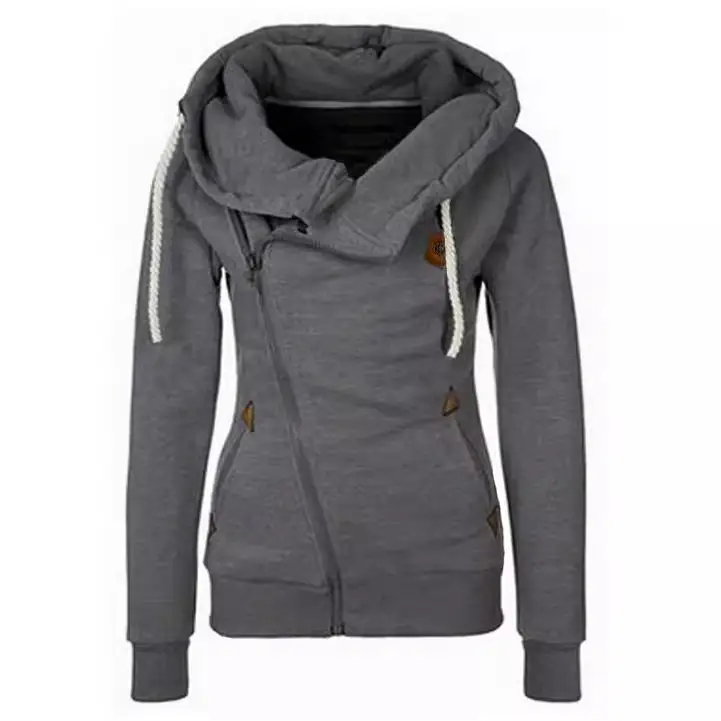 Grey Side Zipper Hooded Sweatshirt Jacket for Men - Image 7