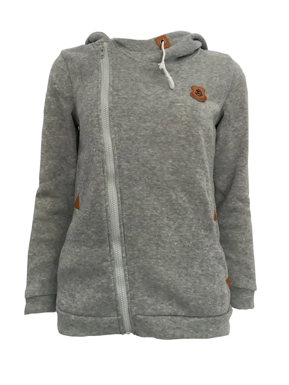 Grey Side Zipper Hooded Sweatshirt Jacket for Men - Image 3
