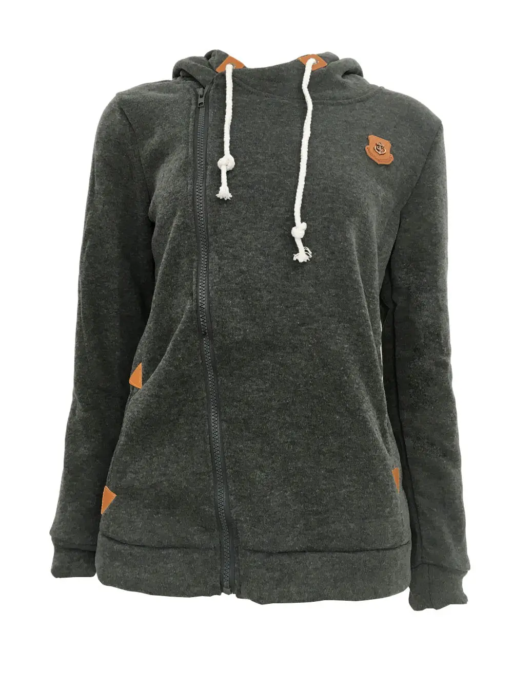 Grey Side Zipper Hooded Sweatshirt Jacket for Men - Image 4