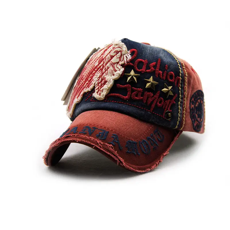 European American Fashion Hat Letter Patch Stud Stud Casual Baseball Cap Old Outdoor Cap Men's and Women's Cotton