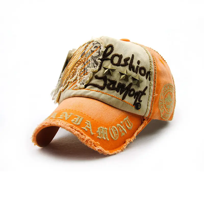 European American Fashion Hat Letter Patch Stud Stud Casual Baseball Cap Old Outdoor Cap Men's and Women's Cotton