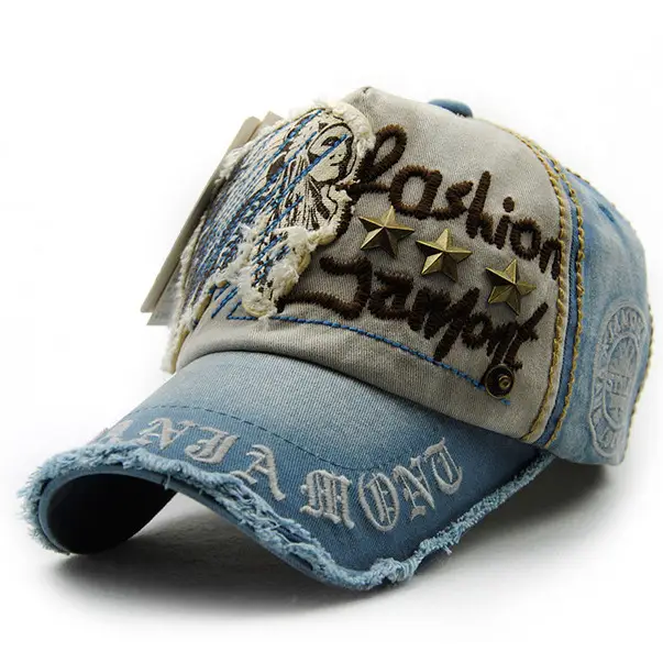 European American Fashion Hat Letter Patch Stud Stud Casual Baseball Cap Old Outdoor Cap Men's and Women's Cotton