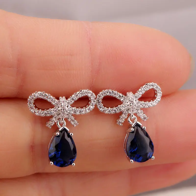 Water Drop Zircon Earrings S925 Sterling Silver - Image 3