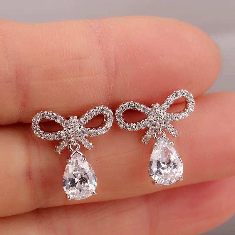 Water Drop Zircon Earrings S925 Sterling Silver - Image 4