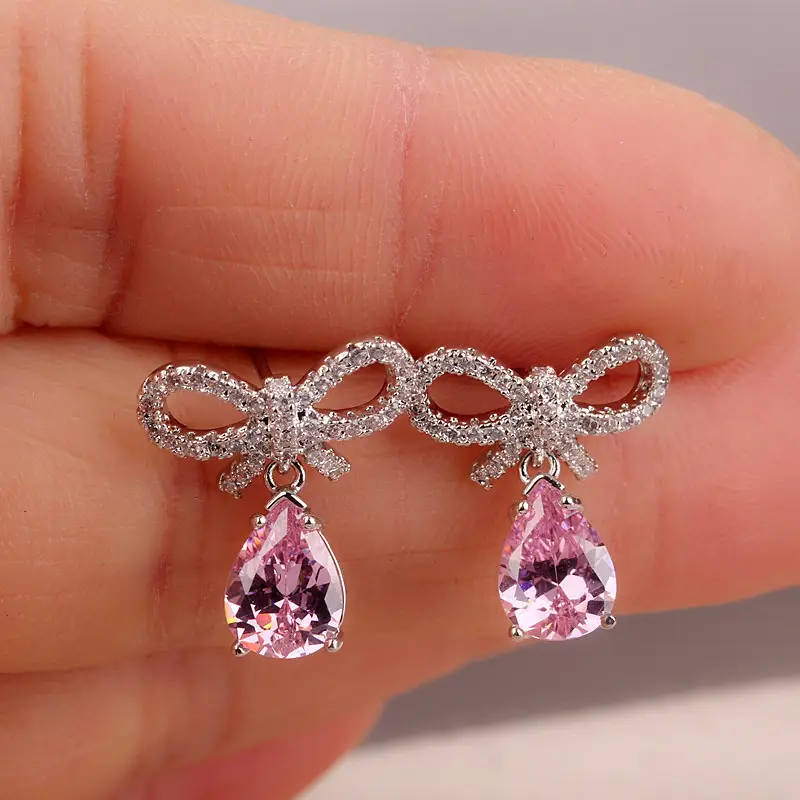 Water Drop Zircon Earrings S925 Sterling Silver — feature 7