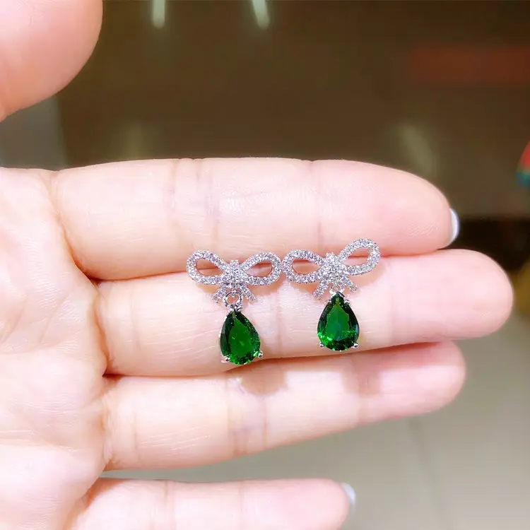 Water Drop Zircon Earrings S925 Sterling Silver - Image 2