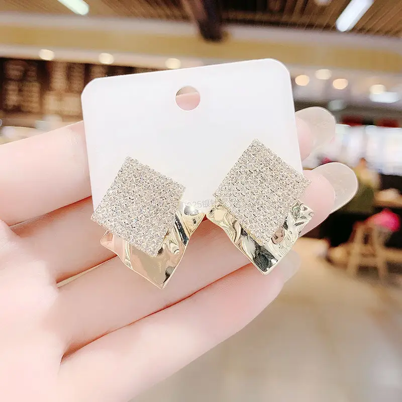 S925 Silver Diamond Geometric Earrings for Women