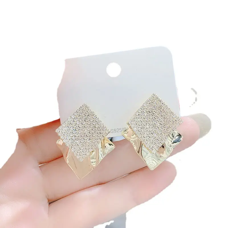 S925 Silver Diamond Geometric Earrings for Women