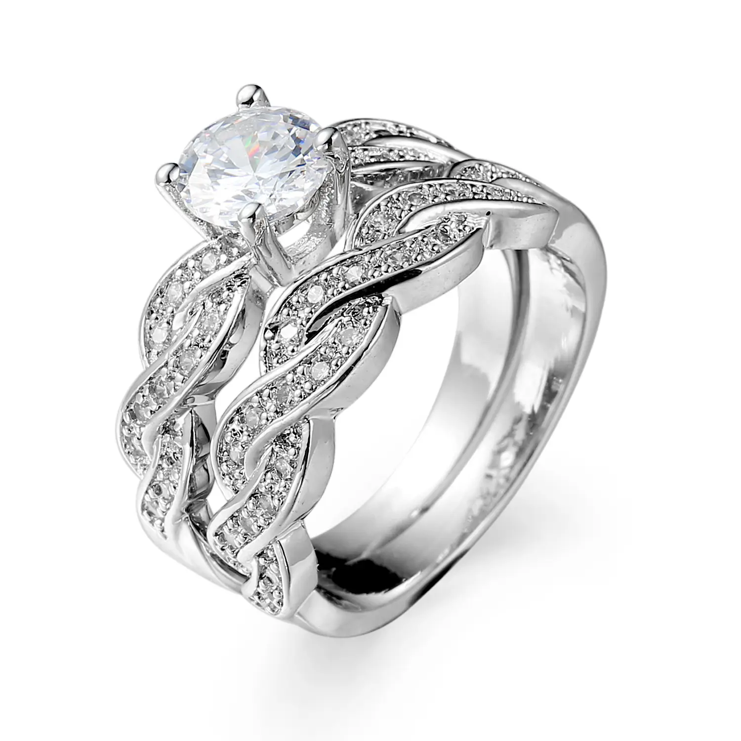 White Zircon Engagement Crown Bracelet Set - Image 2