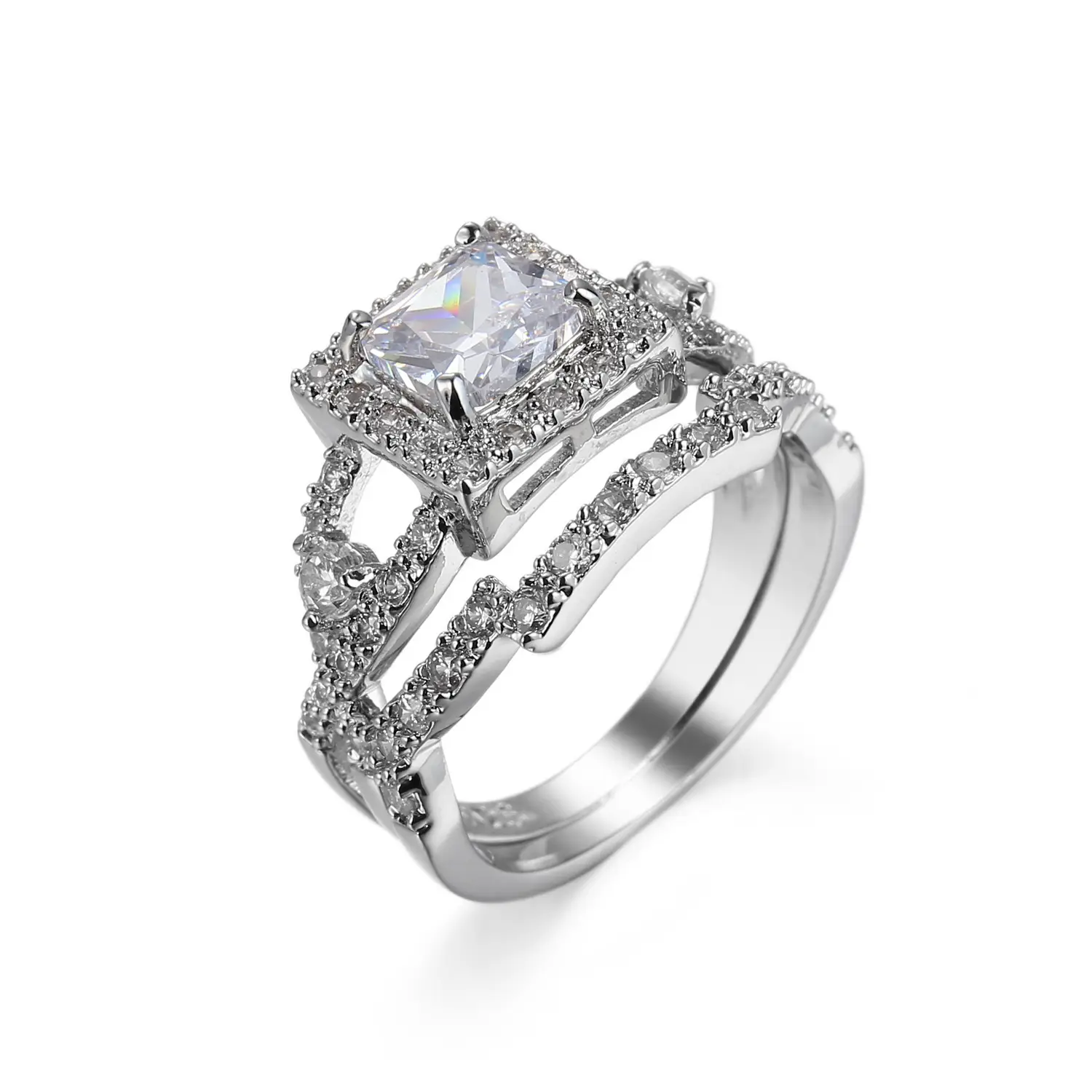 White Zircon Engagement Crown Bracelet Set - Image 3