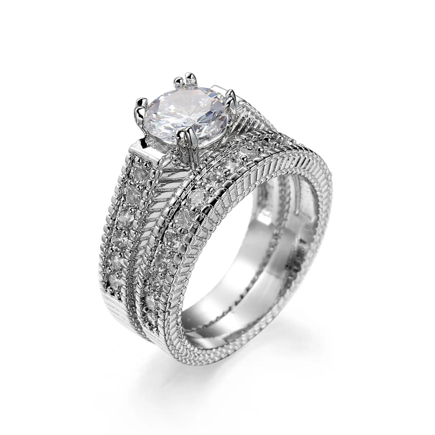 White Zircon Engagement Crown Bracelet Set - Image 6