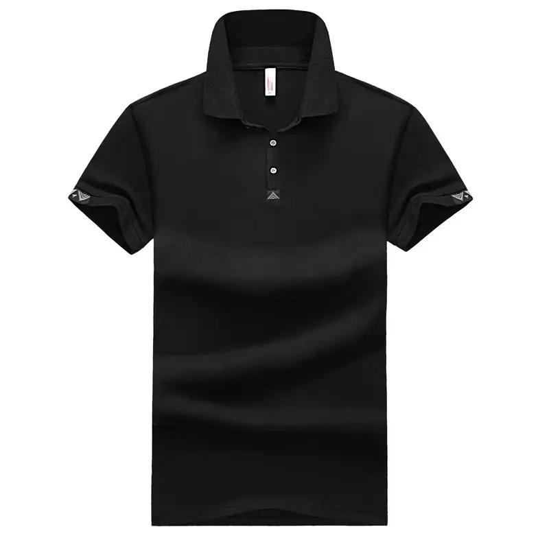 Men's Short Sleeve Polo Shirt Grey Solid Color - Image 3