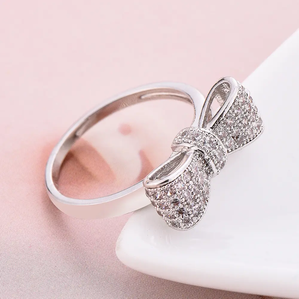 Zircon Bow Ring for Women Silver Plated - Image 4