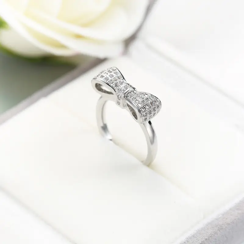 Zircon Bow Ring for Women Silver Plated - Image 5