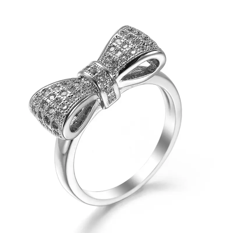 Zircon Bow Ring for Women Silver Plated - Image 6