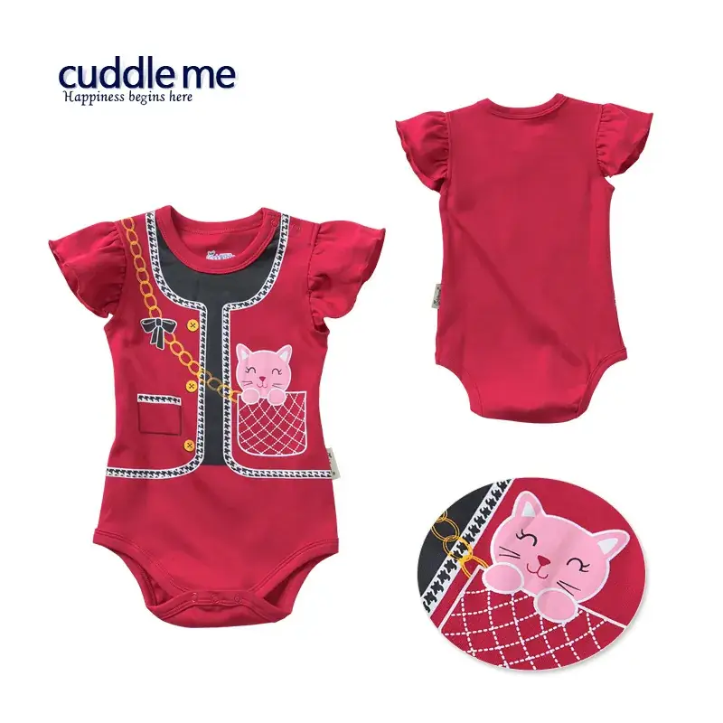 Baby Cotton Jumpsuit Pink Triangle Design