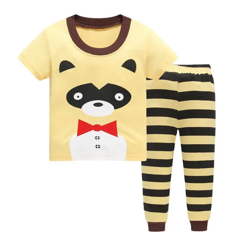 Baby Panda Pajamas Set Yellow Striped Cotton Pajamas - Image 2