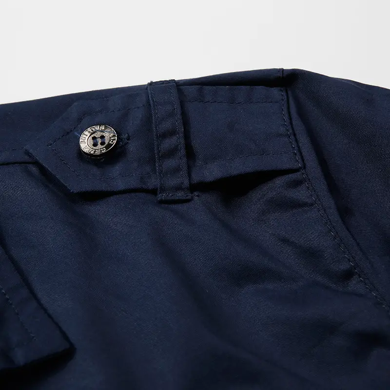 Men Navy Blue Army Style Long Sleeve Shirt - Image 7