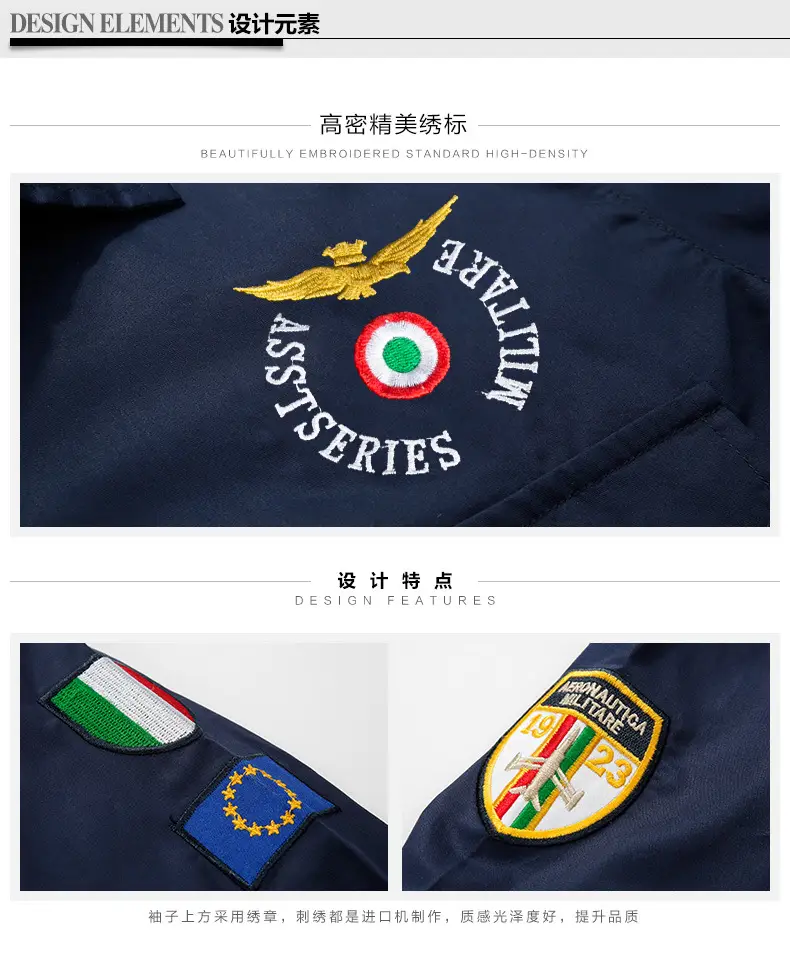 Men Navy Blue Army Style Long Sleeve Shirt - Image 8