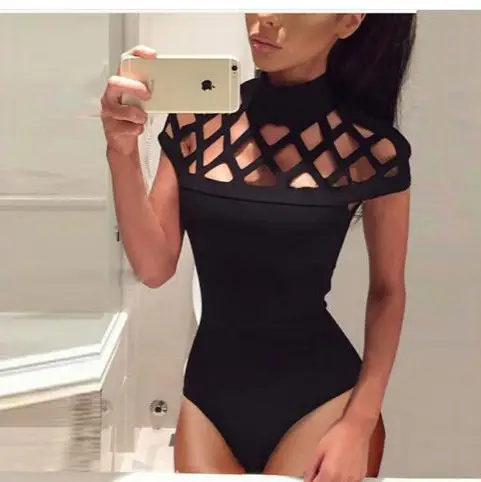 Black Crossed Flower Jump Suit for Women