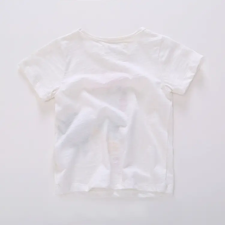 White Cotton T-Shirt for Boys Girls Round Neck - Image 3