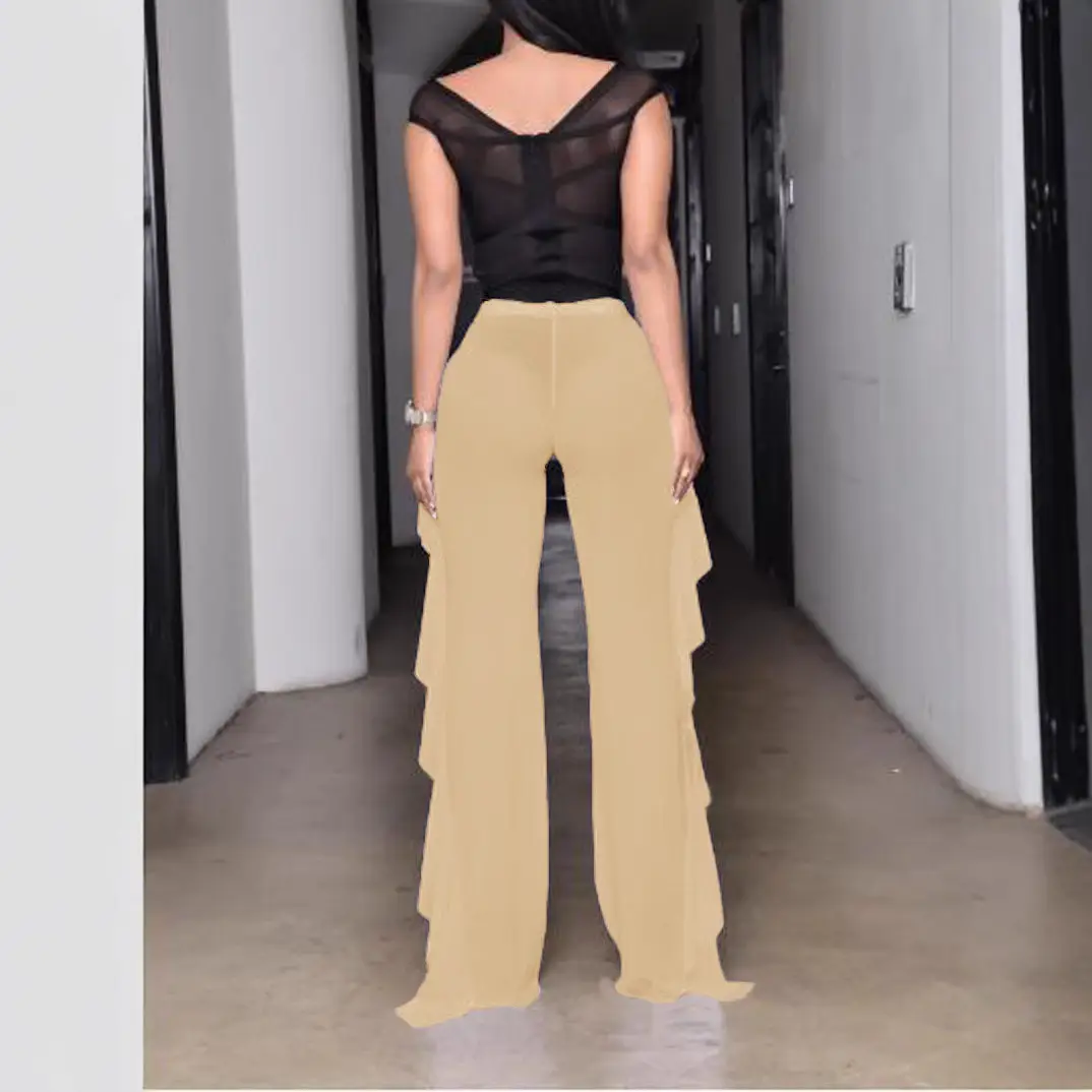 Wide Leg Ruffled Mesh Pants Red Aliexpress - Image 10