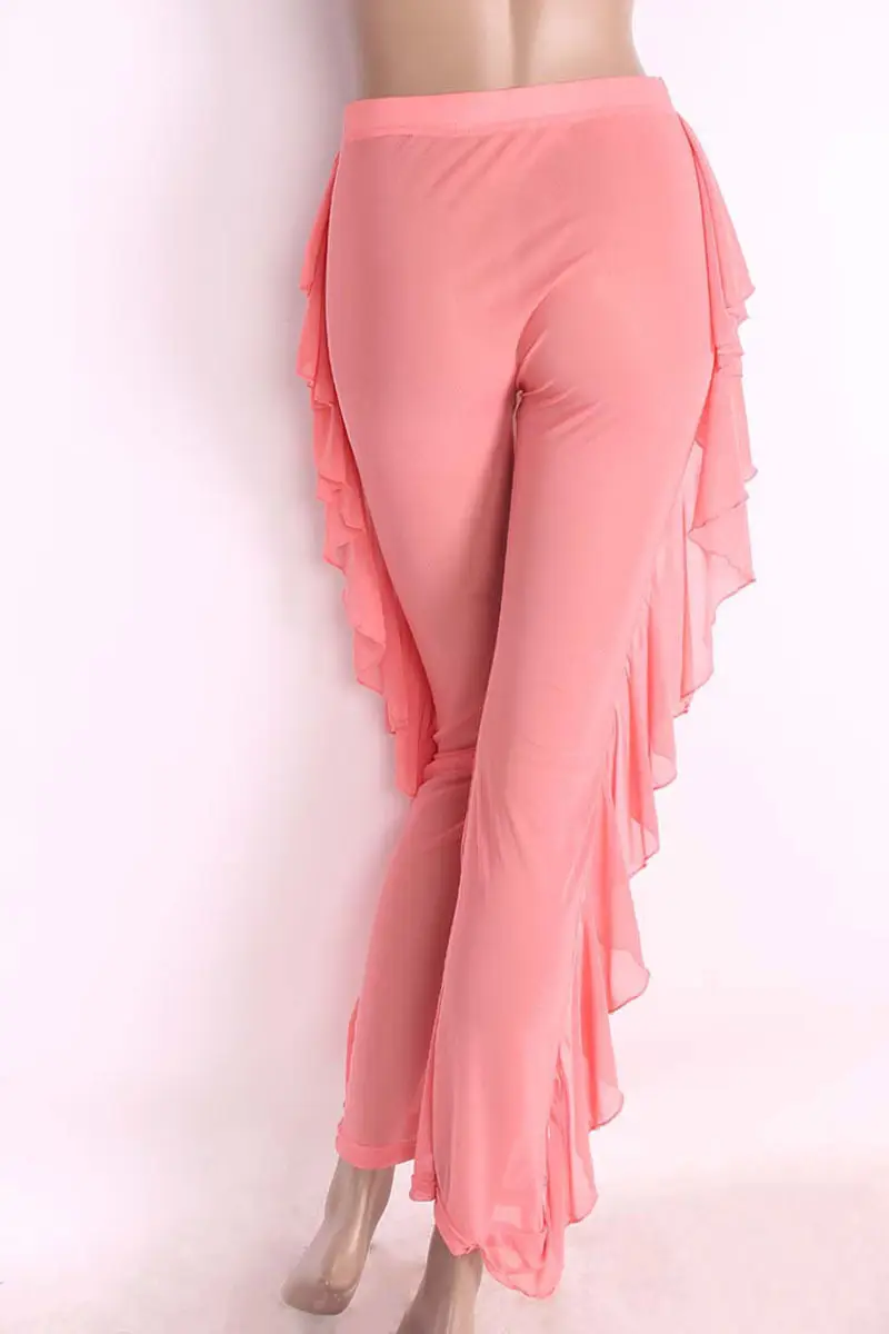 Wide Leg Ruffled Mesh Pants Red Aliexpress - Image 6