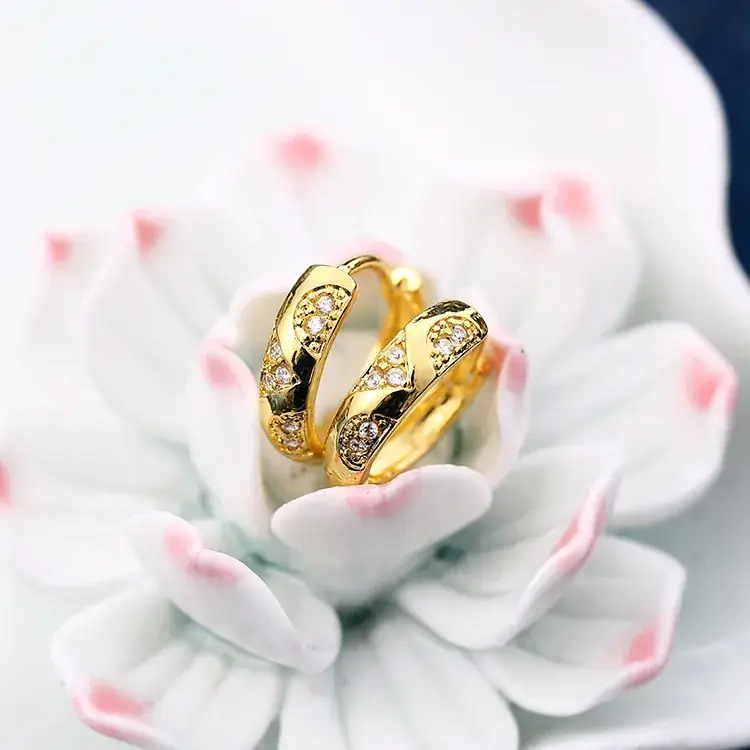 18K Gold Zircon Earrings Yiwu Wholesale - Image 2