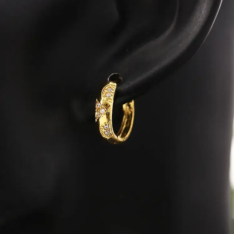 18K Gold Zircon Earrings Yiwu Wholesale - Image 3