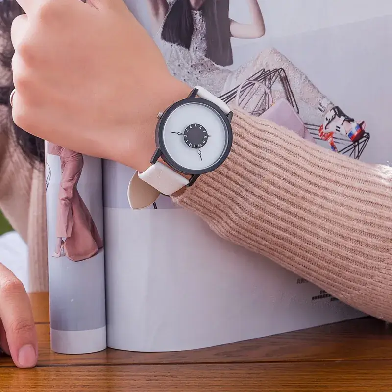 White Silicone Couple Watch with Inverted Pointer Design - Image 5