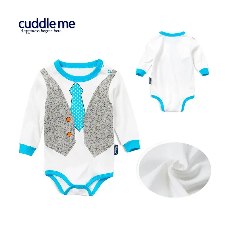 Baby Wrap Fart Long Sleeve Coat Blue White Newborn Suit